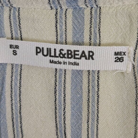 Pull&Bear Bohemian Embroidered Beaded Peasant Top Flowy 1/2 Sleeves Made In Indi - Picture 6 of 6